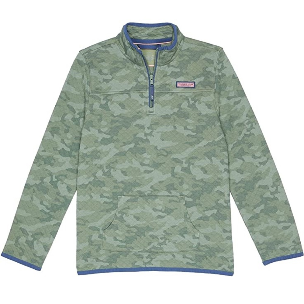 Vineyard Vines Kids Quilted Shep Shirt Camo Print Quarter Zip